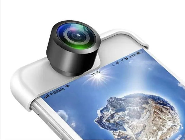 360 panoramic camera lens attached to iPhone for instant photography