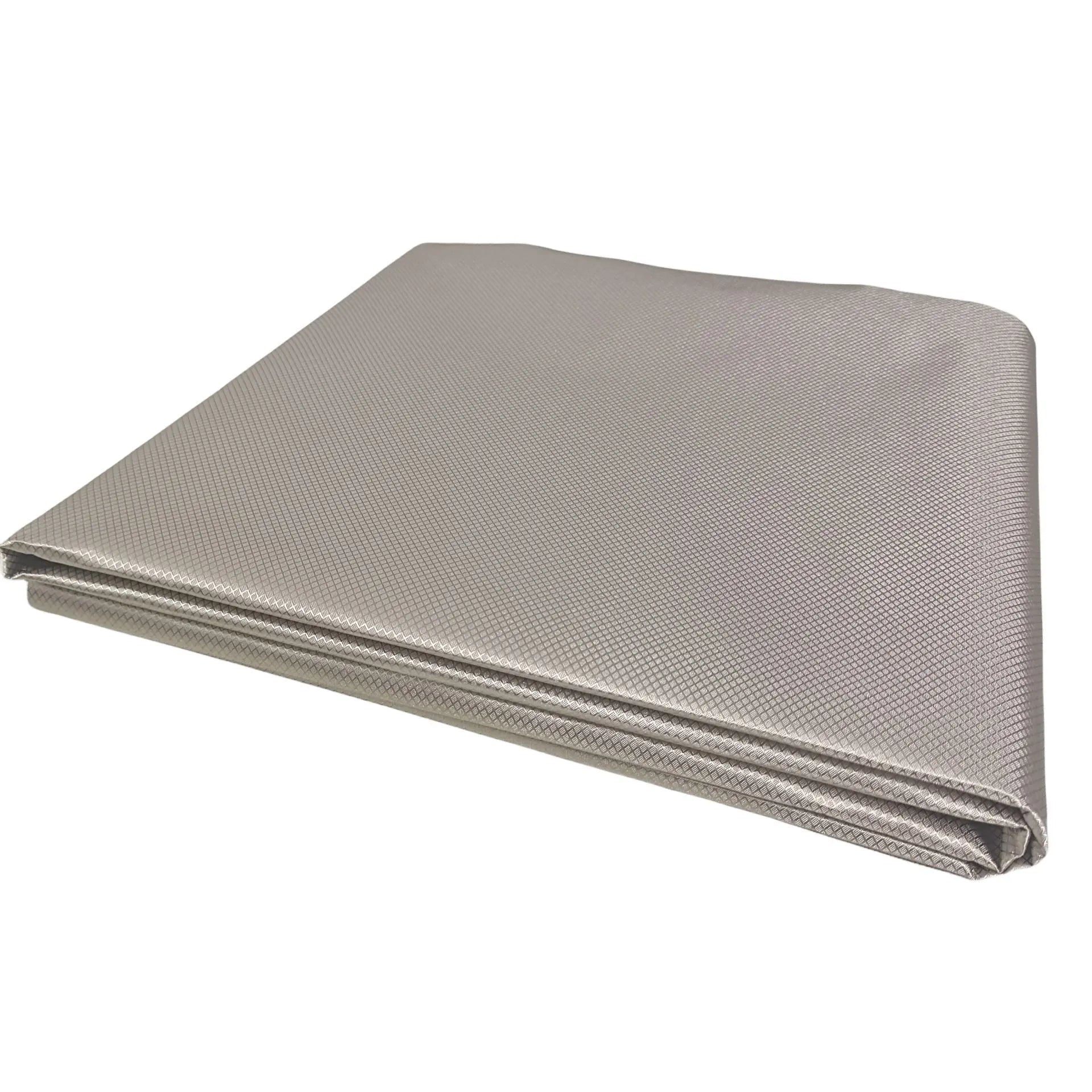 Grey diamond lattice radiation shielding fabric roll with copper-nickel composition for RF protection