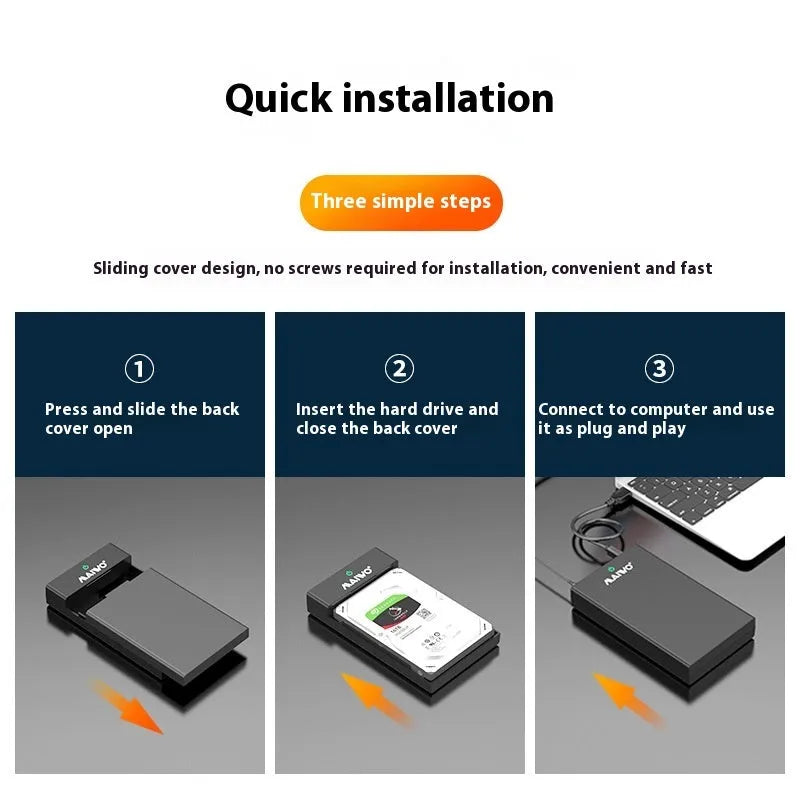 3.5 inch USB 3.0 SATA hard disk enclosure with sliding cover in black silver colour variant