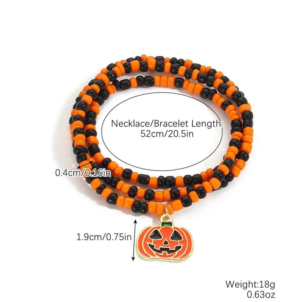 Punk style women's Halloween bracelet with zinc alloy pumpkin skull pendant and electroplated finish