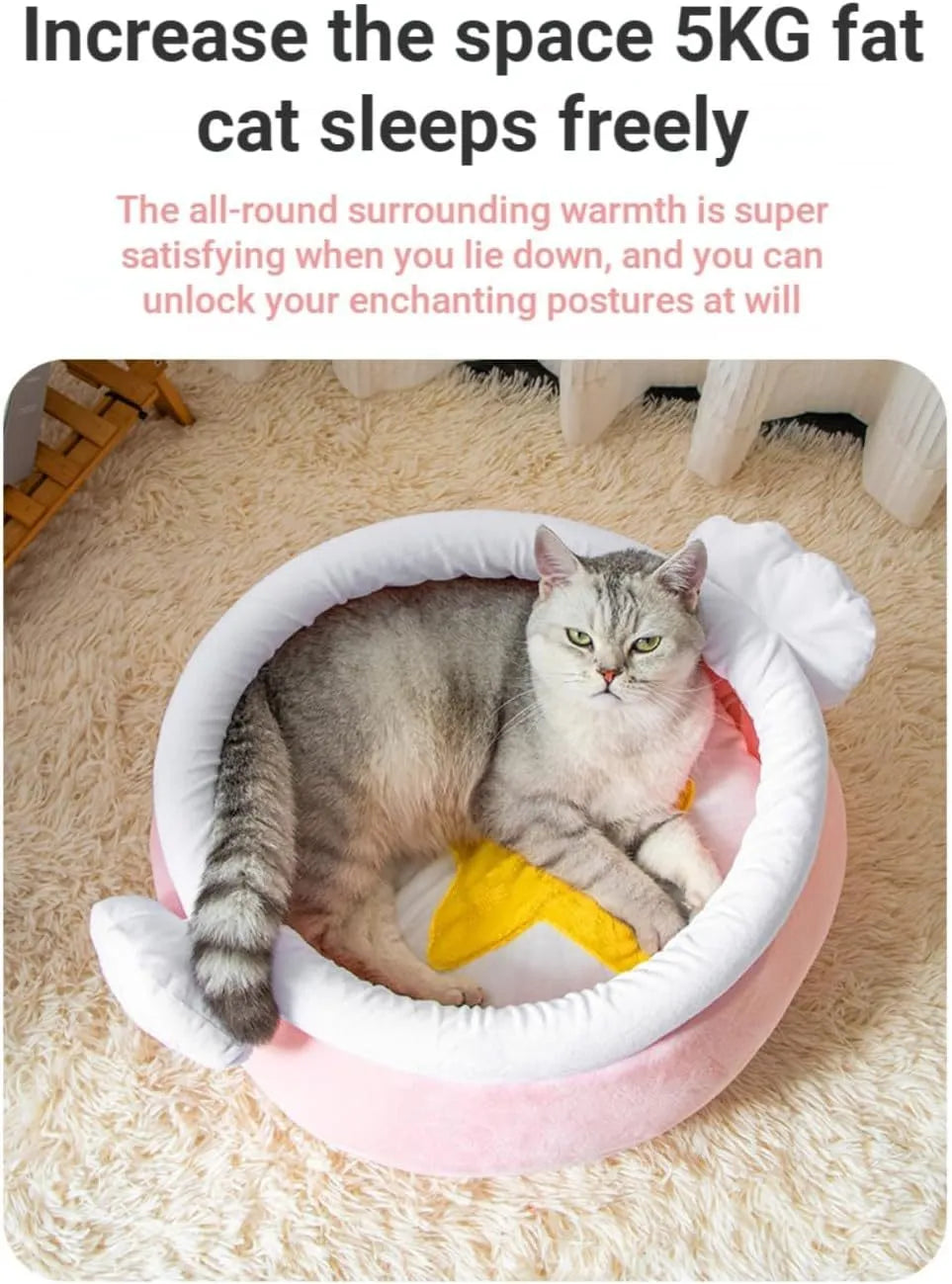 Pink honey pot-shaped enclosed cat sofa bed with a soft fabric exterior and a removable cushion.
