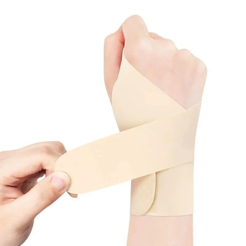 Black and skin colour adjustable athletic wristguards for badminton, tennis and volleyball.