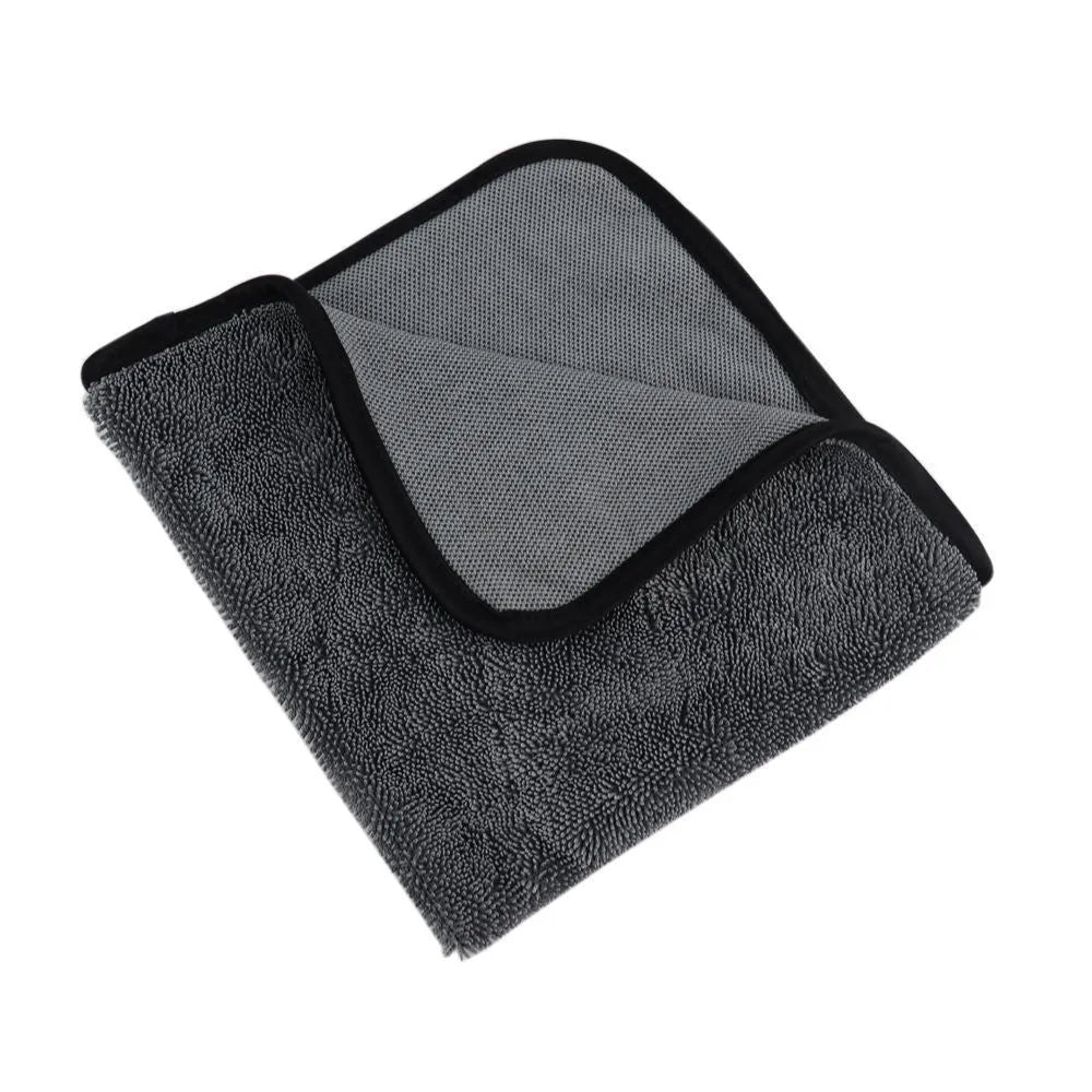 Grey microfiber car wash towel measuring 40x40cm for automotive cleaning and drying