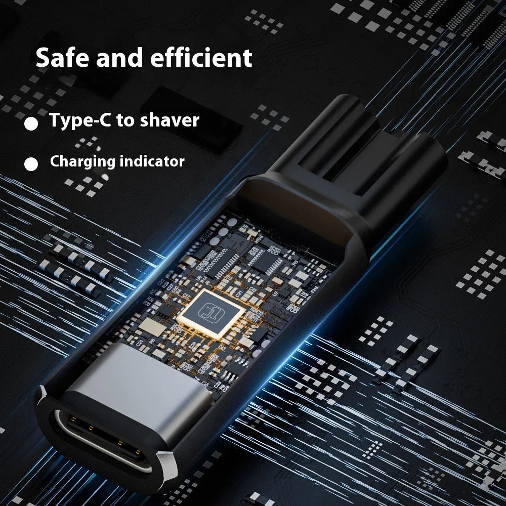 USB C charging adapter for 4.3V electric shavers and hair clippers in black colour