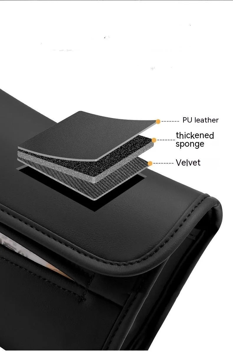 Leather car tissue box with elastic band mounting in five colour options