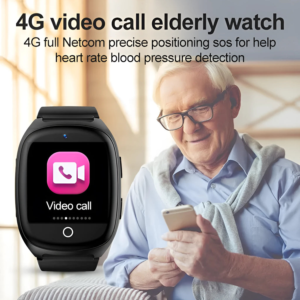 Black GPS tracker smartwatch with 1.54-inch touch screen showing health monitoring interface
