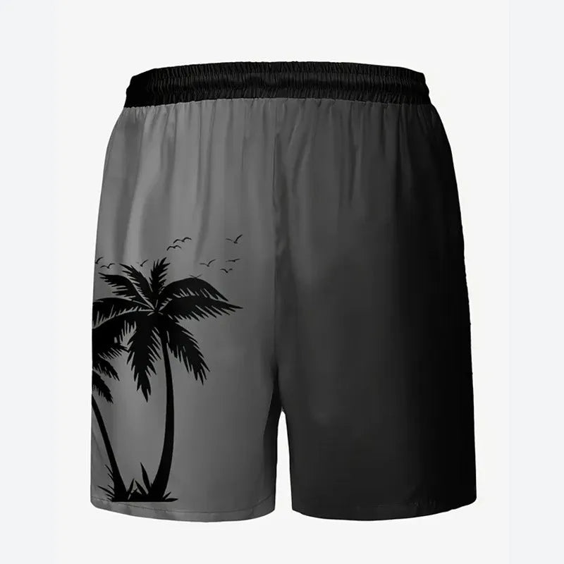 Men's loose fit casual beach trousers in lightweight polyester fabric on a plain background