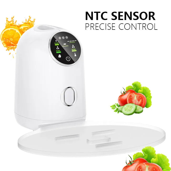 Intelligent homemade fruit and vegetable milk beauty apparatus in white plastic with facial mask tray and scraper