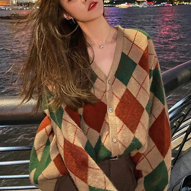 Casual acrylic knitted cardigan in macaron colours with regular sleeves