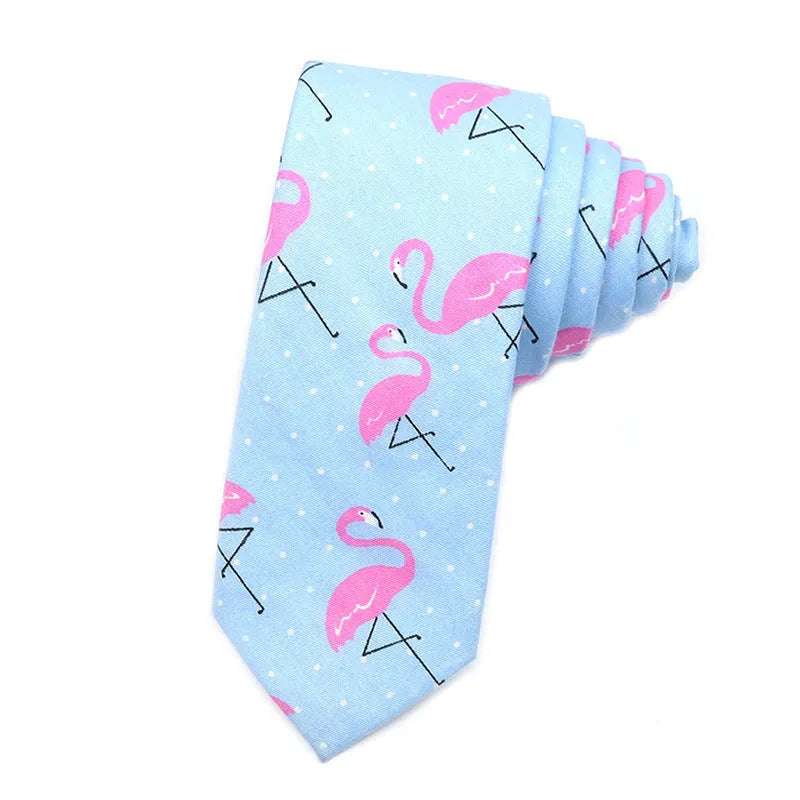 Men's narrow cotton bow tie with printed cartoon patterns in Korean casual style