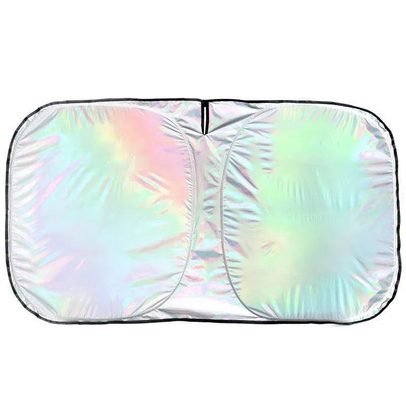 Laser car sunshade front windscreen visor aluminium foil titanium silver 145x80cm with storage bag