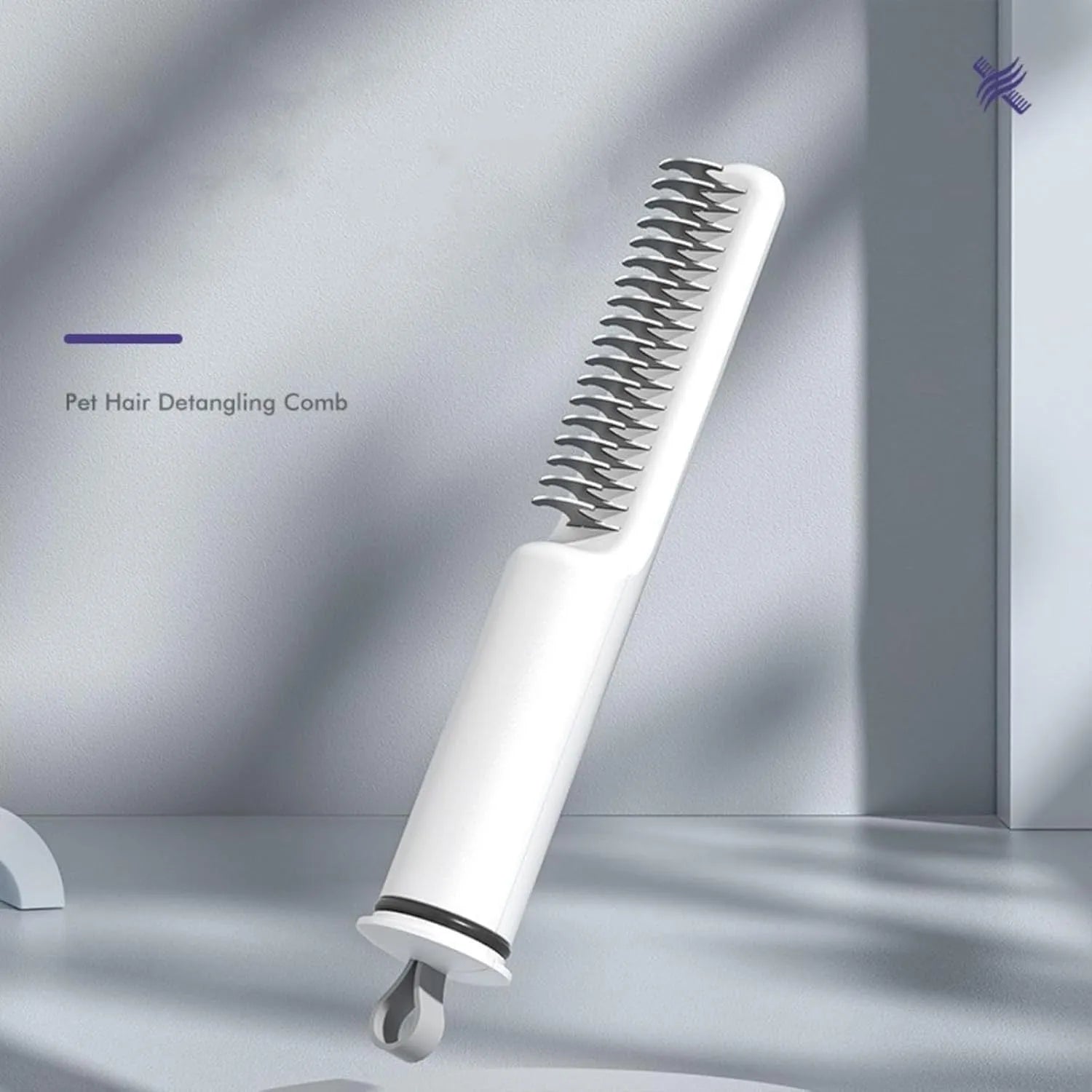 Stainless steel dog dematting comb with ergonomic handle in pink colour
