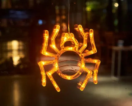 Halloween window hanging LED lights with spider, pumpkin, and ghost designs for holiday decoration