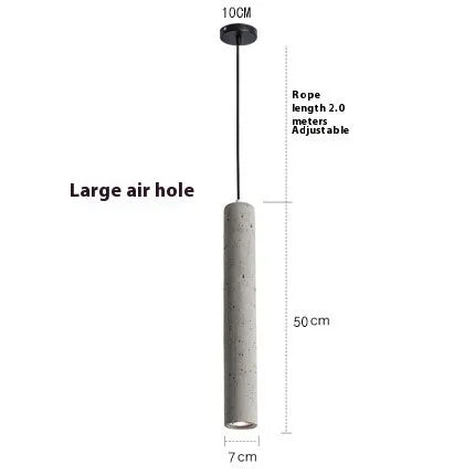 Cement industrial bedside droplight with water pipe design, glossy finish, on a wooden table