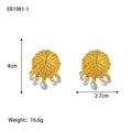 Gold geometric round drop earrings for women with electroplated finish