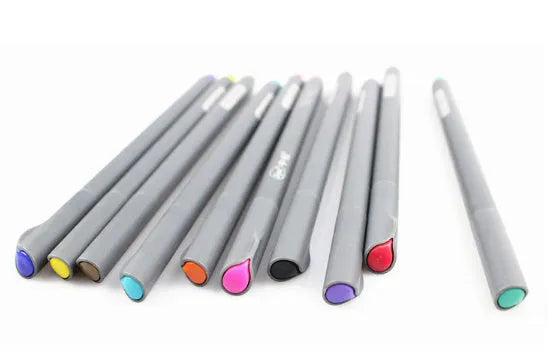 Ten 15.8 cm long technical drawing pens with 0.38mm fine line width for architecture and design.