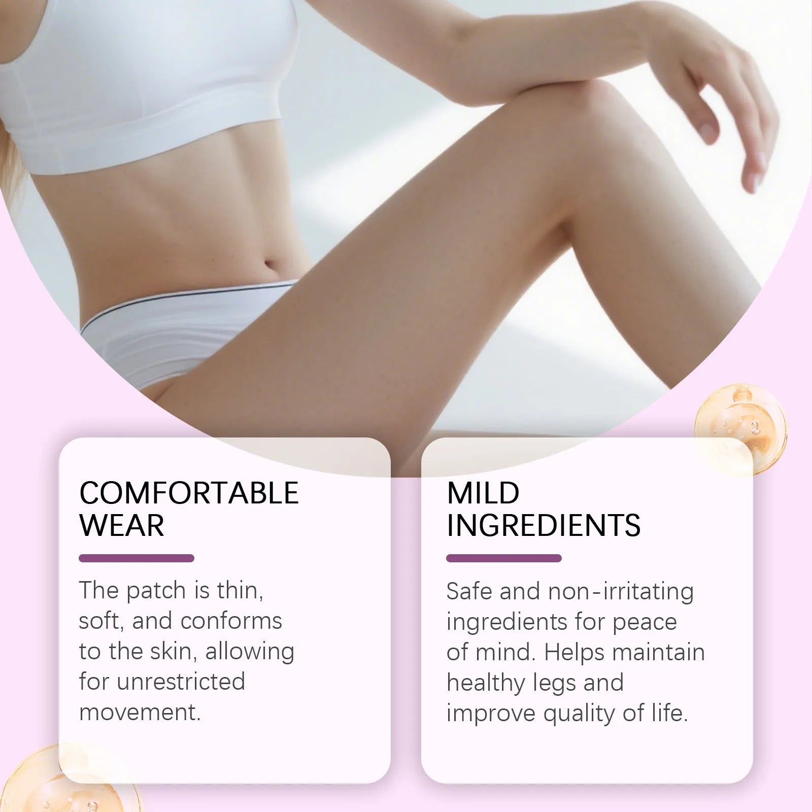 Standard pack of 12 leg care patches with plant ingredients for nourishing massage