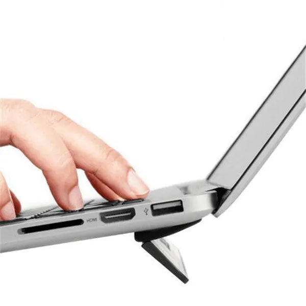 Portable folding notebook cooling bracket in black plastic, measuring 23 x 60.4 cm