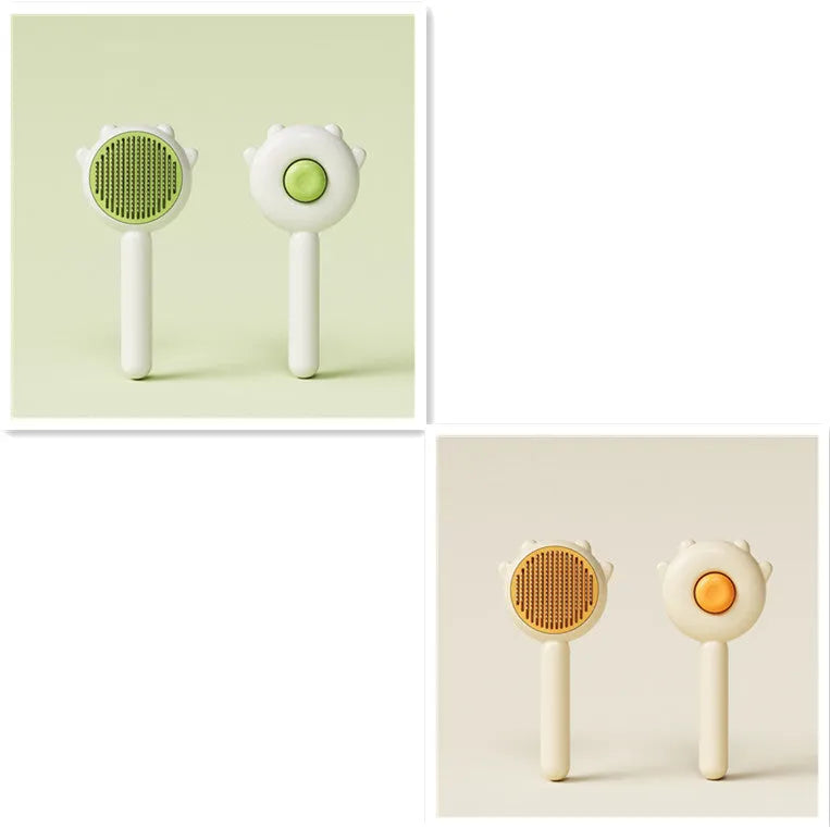 Green pet grooming comb with stainless steel teeth and ABS handle for cats and dogs
