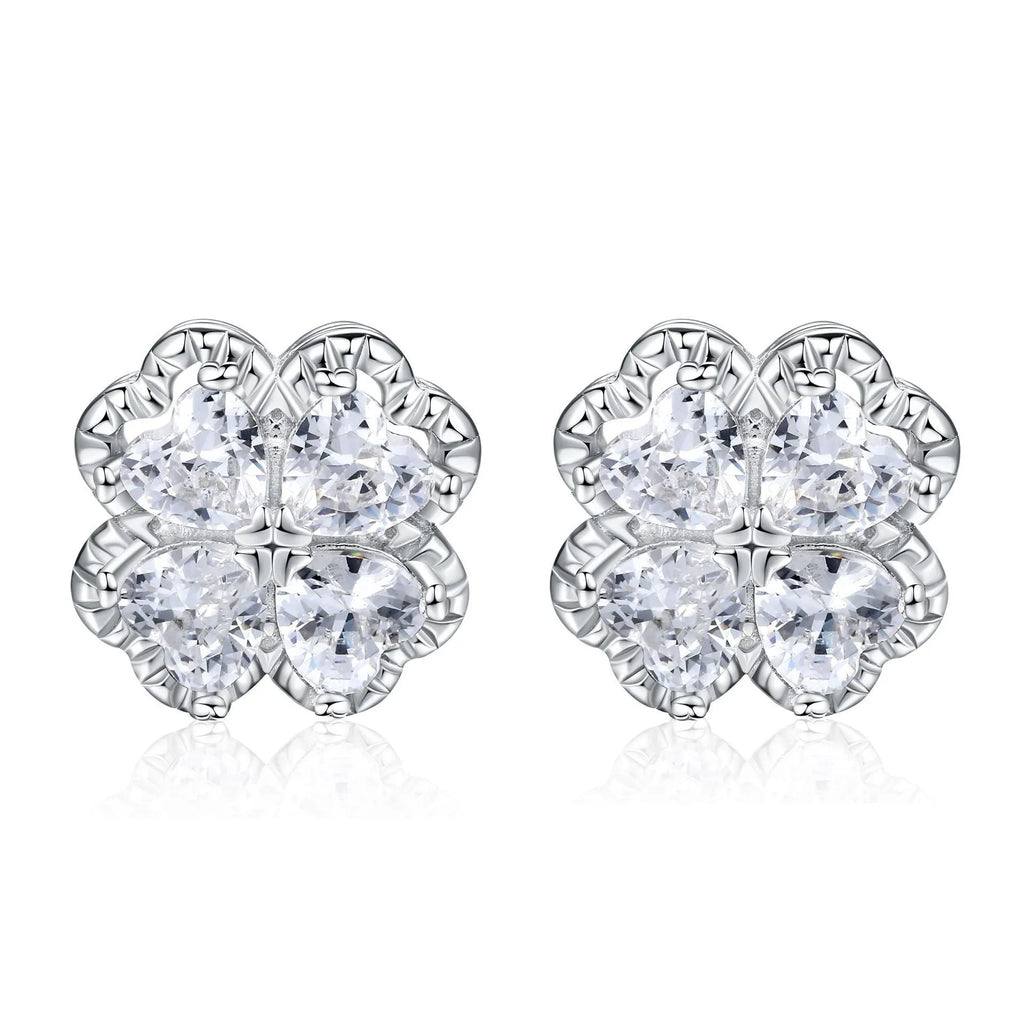 Zeng Yin 925 silver heart-shaped zircon earrings with a white gold colour finish.
