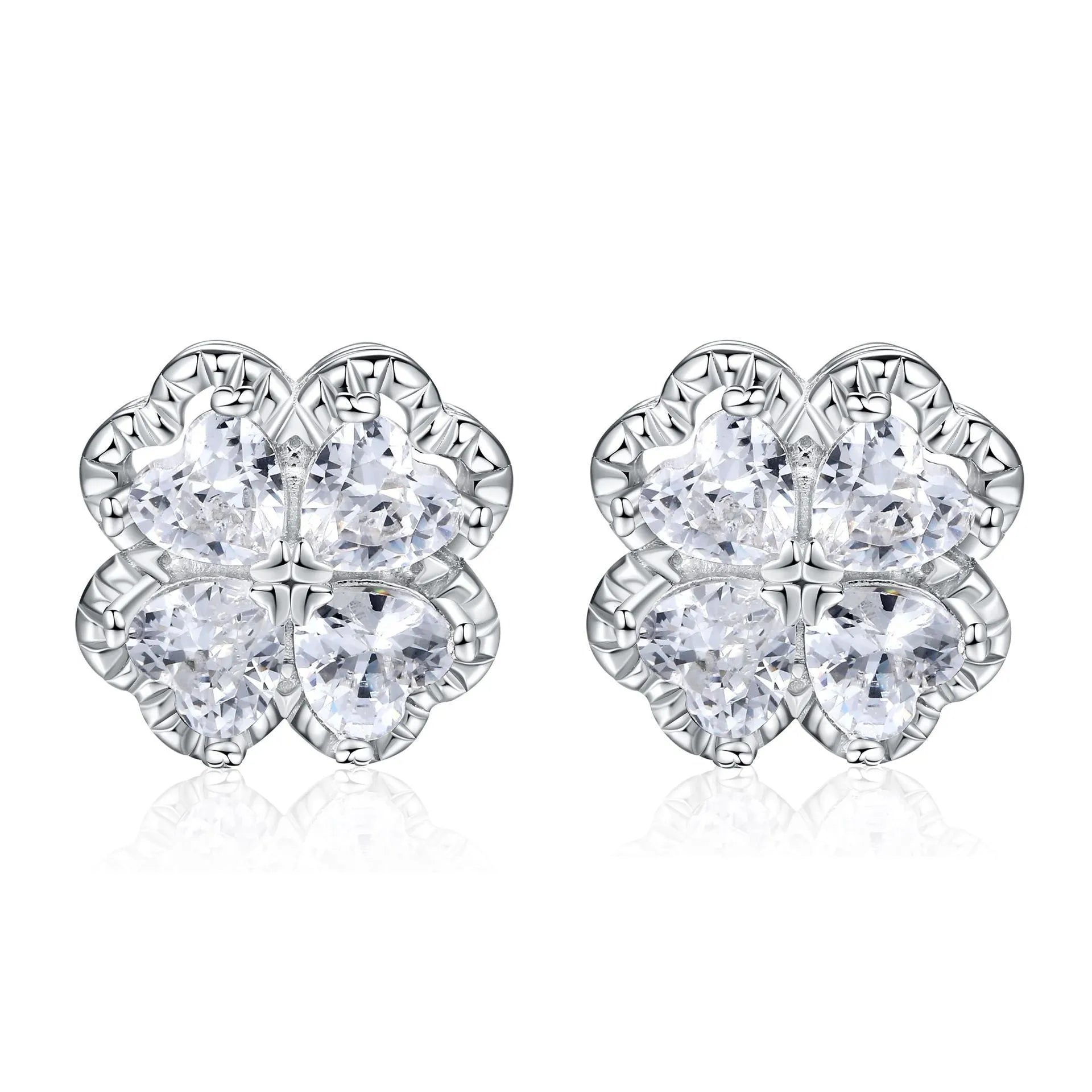 Zeng Yin 925 silver heart-shaped zircon earrings with a white gold colour finish.
