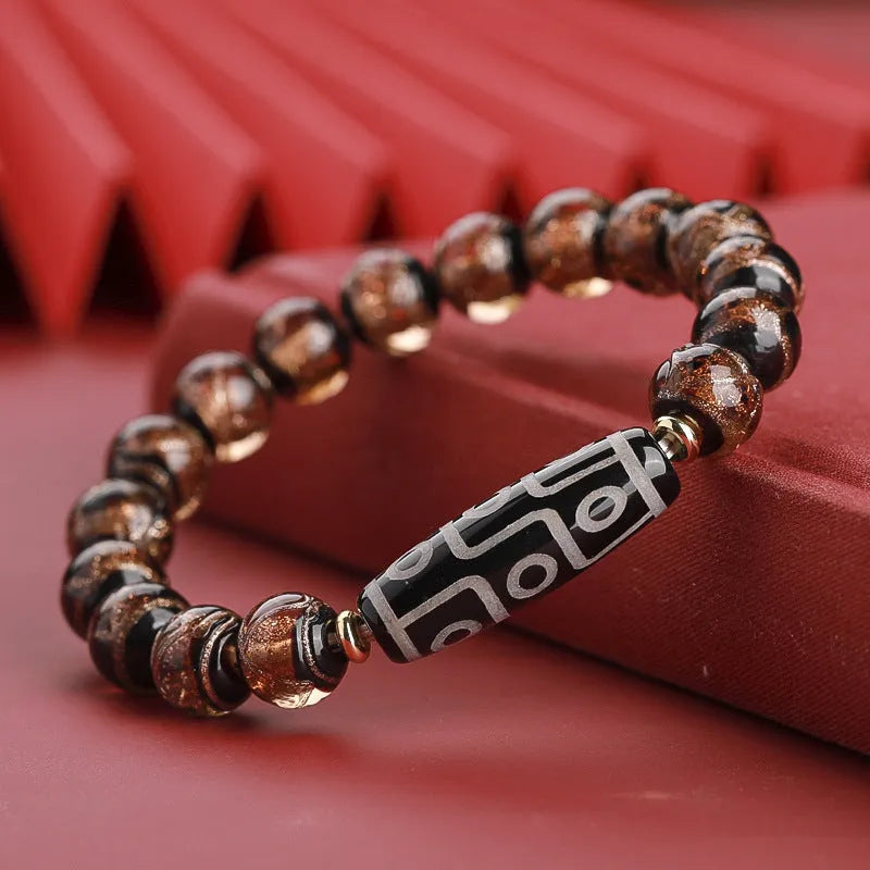 Chinese-style five-colour glaze bracelet with snake motifs and manual beadwork.