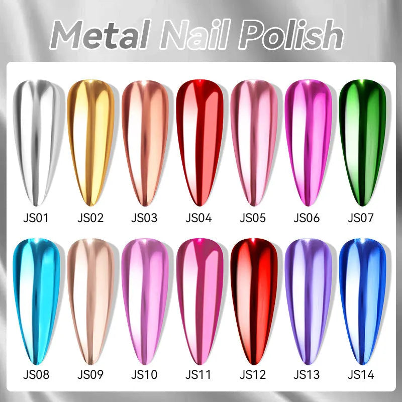 Quick-dry metallic mirror nail polish 7ml bottle in Morandi ice transparent macaron shades