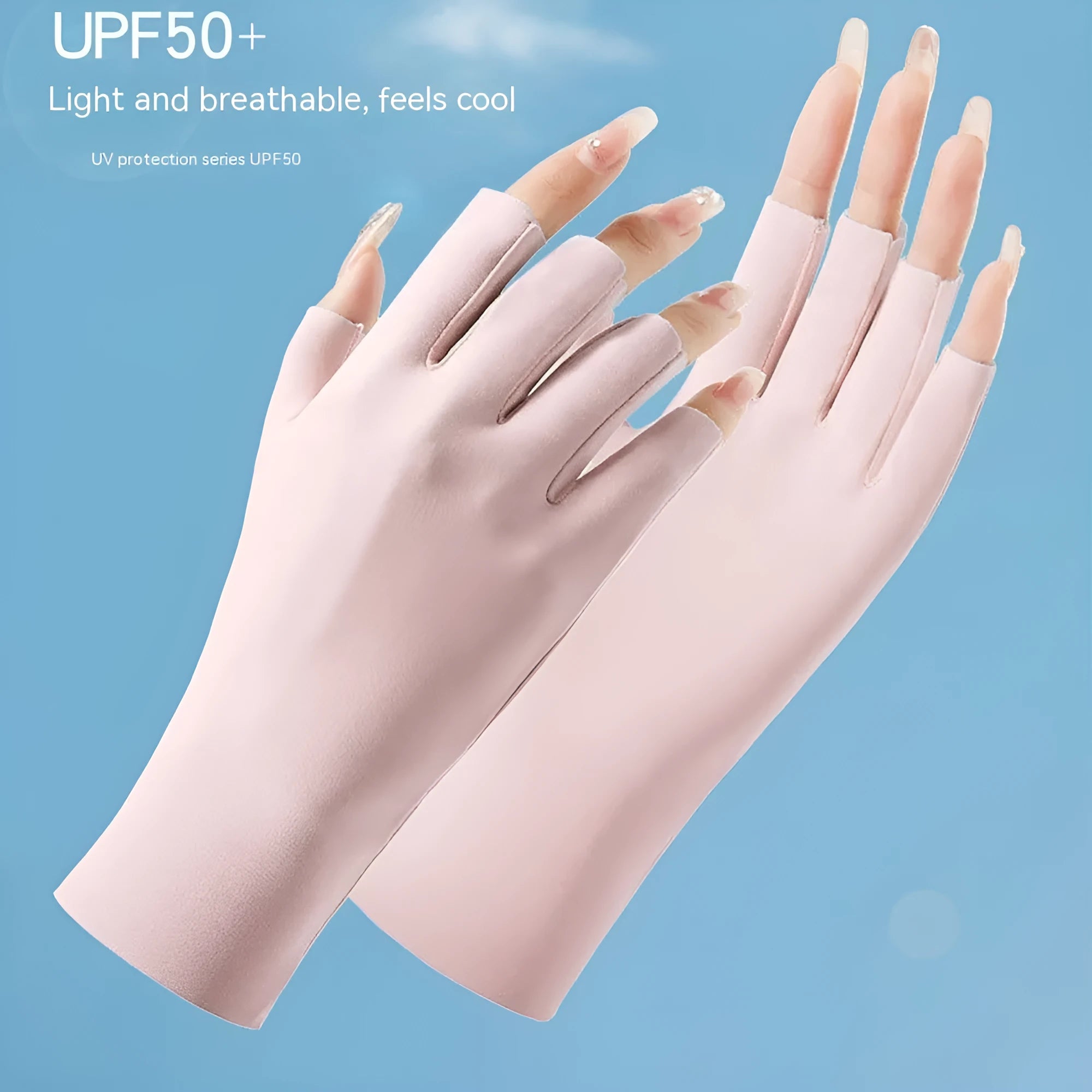 Women's thin ice silk sunscreen gloves with UPF50 protection in multiple colour options