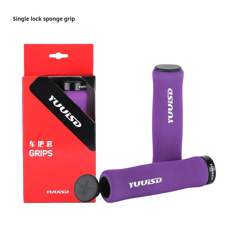 Pair of ultra-light 41g soft sponge mountain bike handlebar grip covers shown in available colours