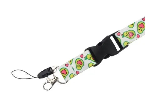 Fruit avocado cartoon design mobile phone lanyard with buckle attachment on polyester material