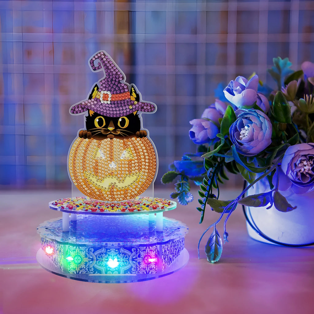 DIY diamond painting music box kit with LED lights and musical movement for Halloween and Easter decoration
