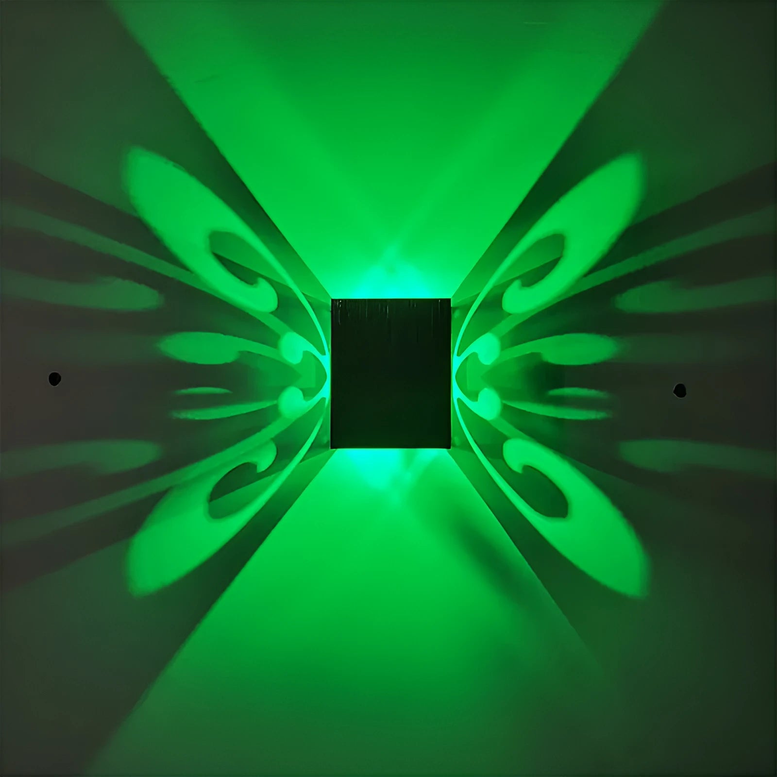 Modern aluminium butterfly-shaped LED wall lamp with remote control for seven colour options.