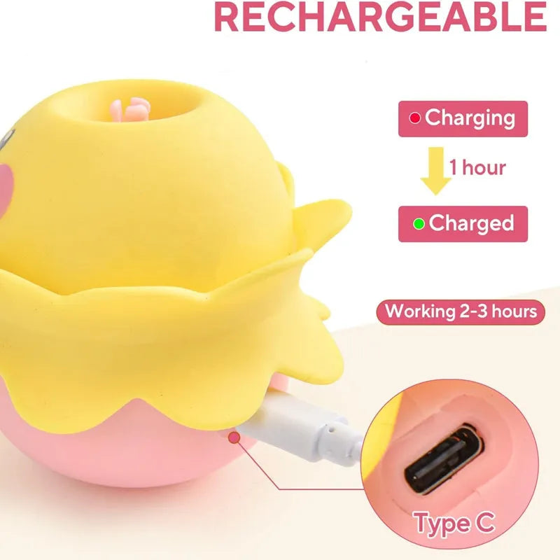 Pink interactive automatic cat feather toy with rotating LED lights and detachable feathers