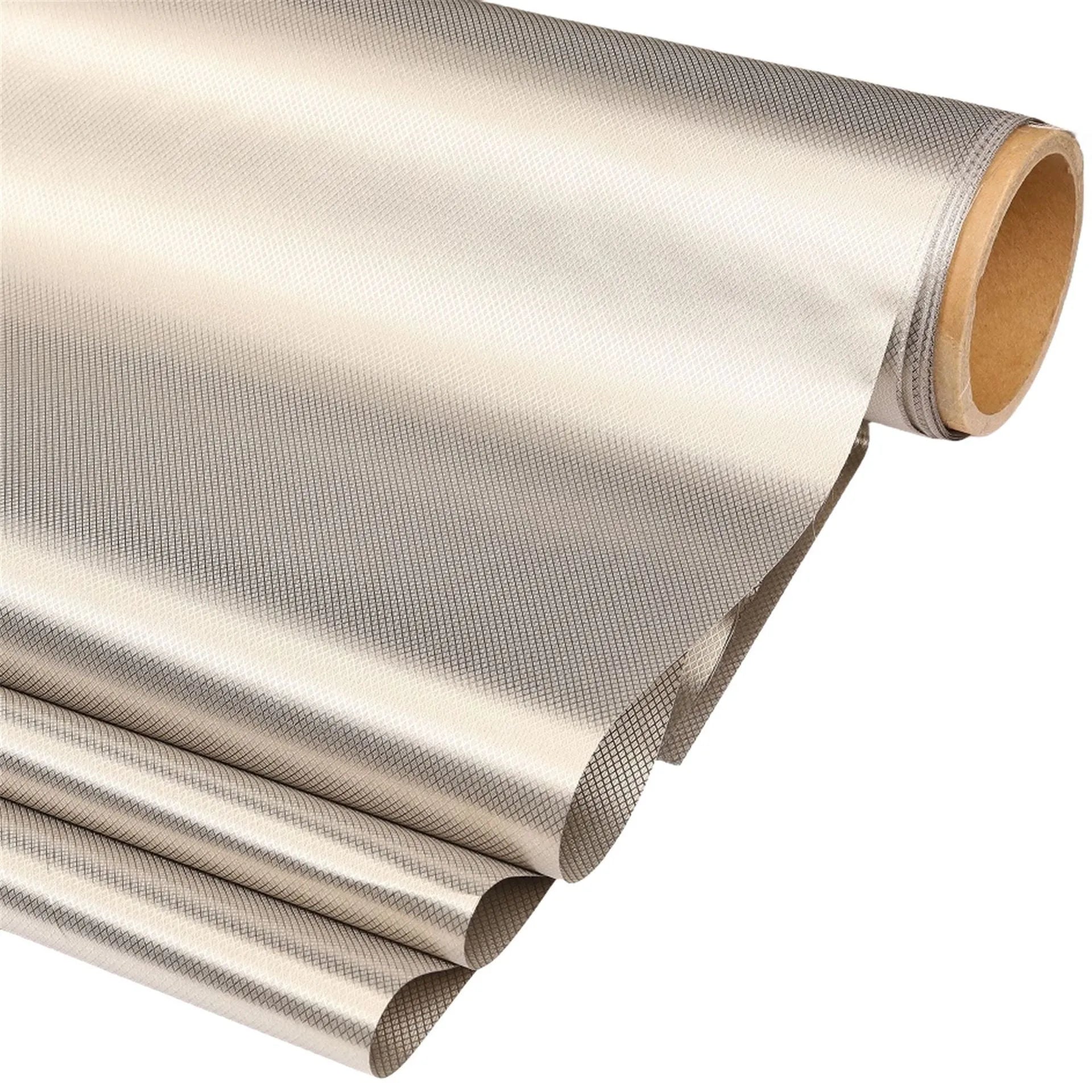 Grey diamond lattice radiation shielding fabric roll with copper-nickel composition for RF protection