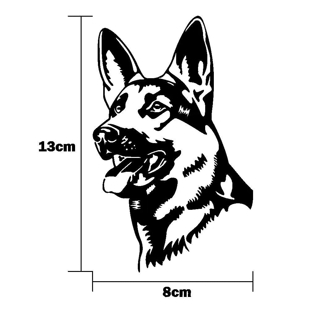 Reflective Alsace Shepherd dog vinyl car bumper sticker in 13x8 cm size.