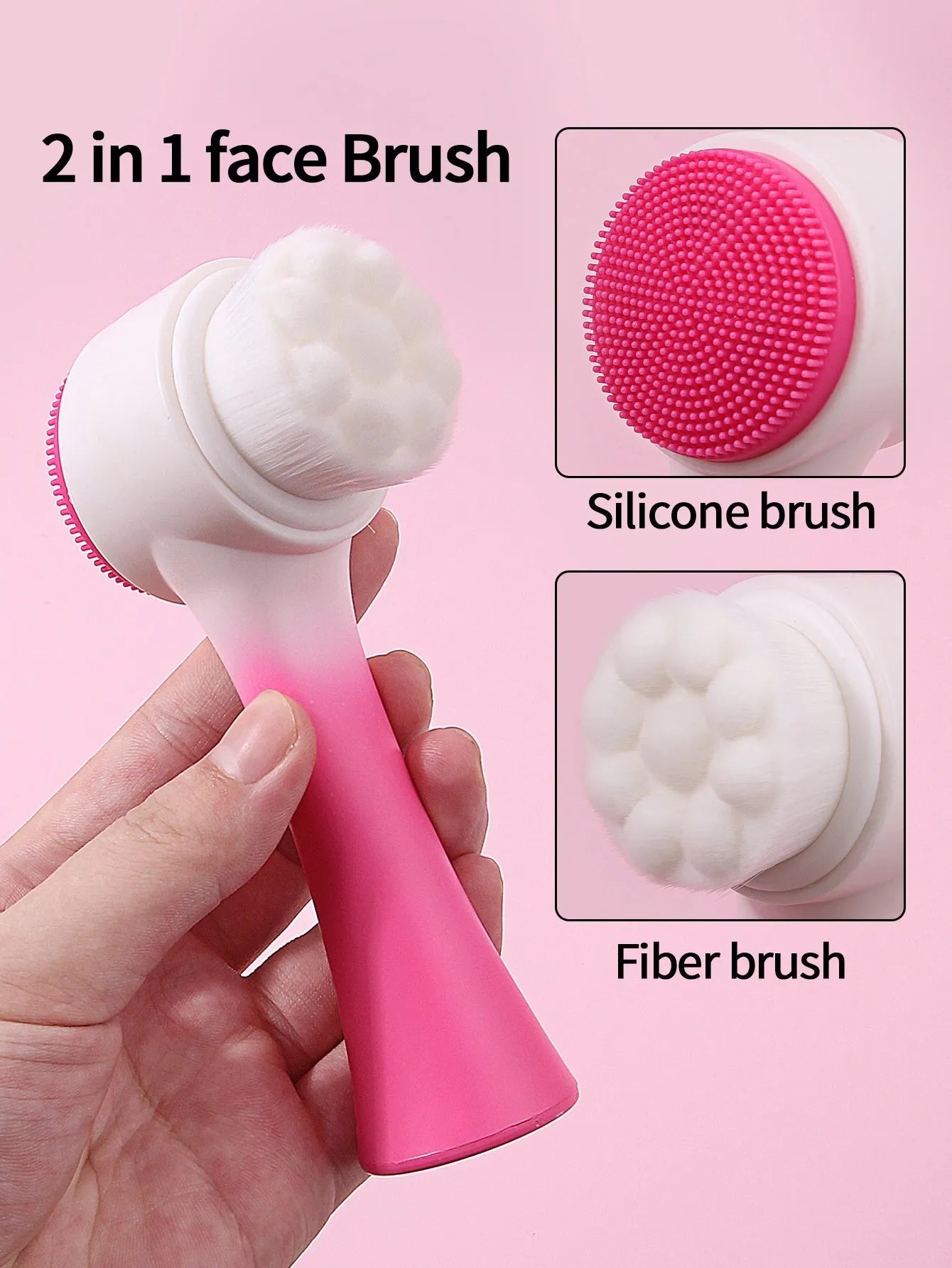 Facial brush set with coral fleece hair band in multiple colours including purple, grey, white, and pink