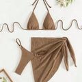 Women's two-piece sleeveless swimsuit with chest pad in colour FF1522, including top, pants and skirt
