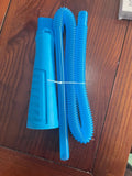 Blue plastic suction pipe cleaner with round head for washing machine maintenance