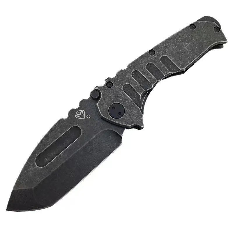 Outdoor folding knife with D2 steel blade, 22 cm overall length, 9 cm blade, and 130 mm handle in 907 style