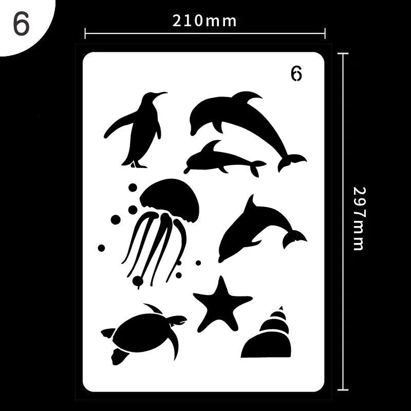 White plastic drawing stencil kit with reusable templates for art and craft designs