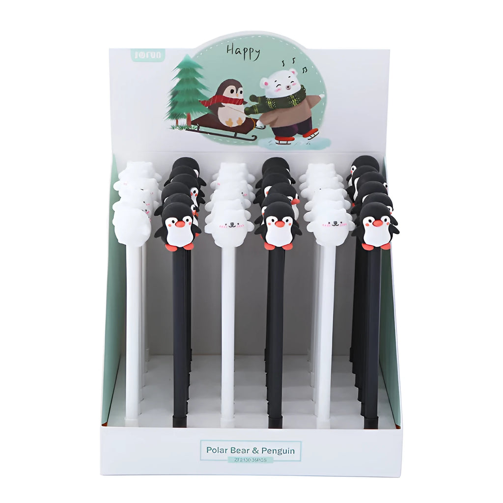 Korean cartoon penguin silicone gel pen with 0.5mm black refill in peacock blue colour
