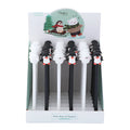 Korean cartoon penguin silicone gel pen with 0.5mm black refill in peacock blue colour