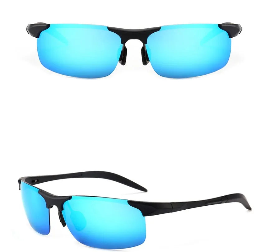 Polarized sports cycling sunglasses with TAC lens and PC frame in black blue colour