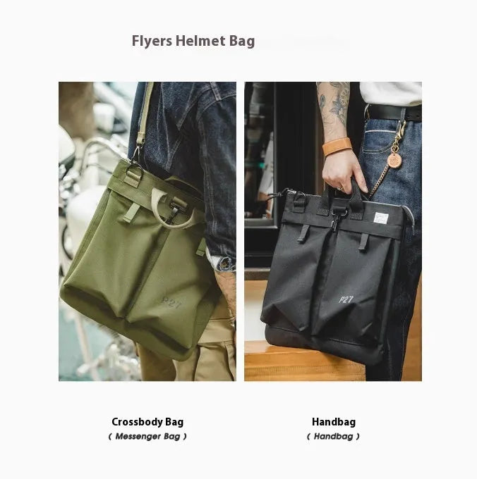 Marden Tooling medium canvas messenger bag in military green with crossbody strap and hard handle