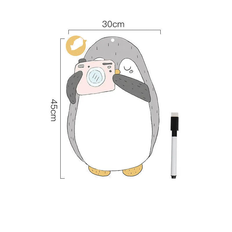 Penguin-themed Nordic style refrigerator message board measuring 45cm by 30cm with soft magnet backing