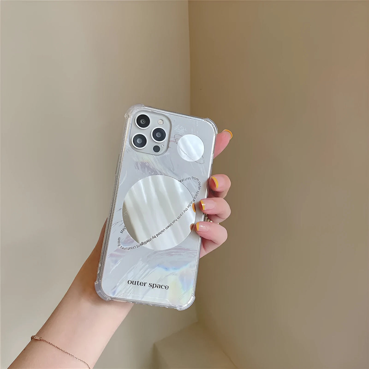Cool Wind Space Planet mirror phone case in mirror-planet colour with TPU and electroplating for iPhone models