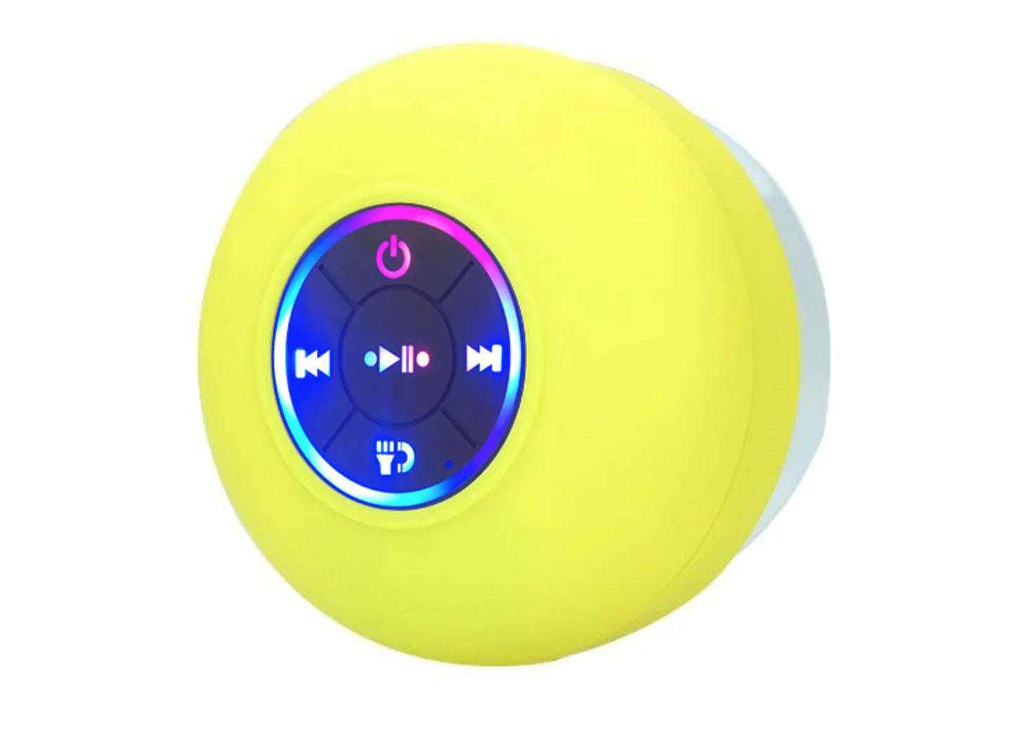 Large suction cup waterproof Bluetooth audio system with LED light in six colour choices