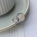 Copper vintage ring with white stone and adjustable U-shaped opening