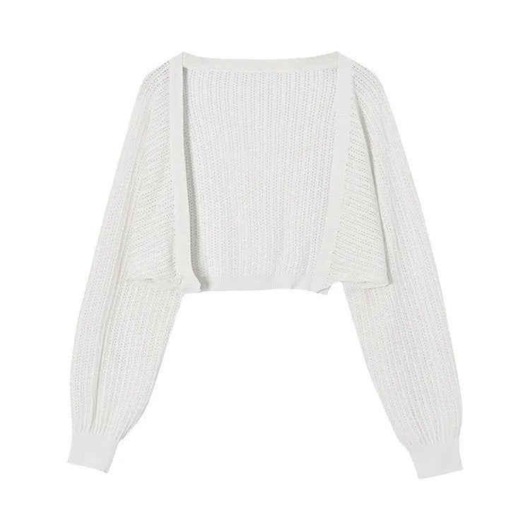 Hollow design lantern sleeve blouse in linen polyester fabric available in seven colours