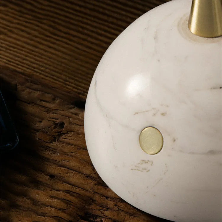 Modern glass lampshade desk lamp with touch dimmer control.
